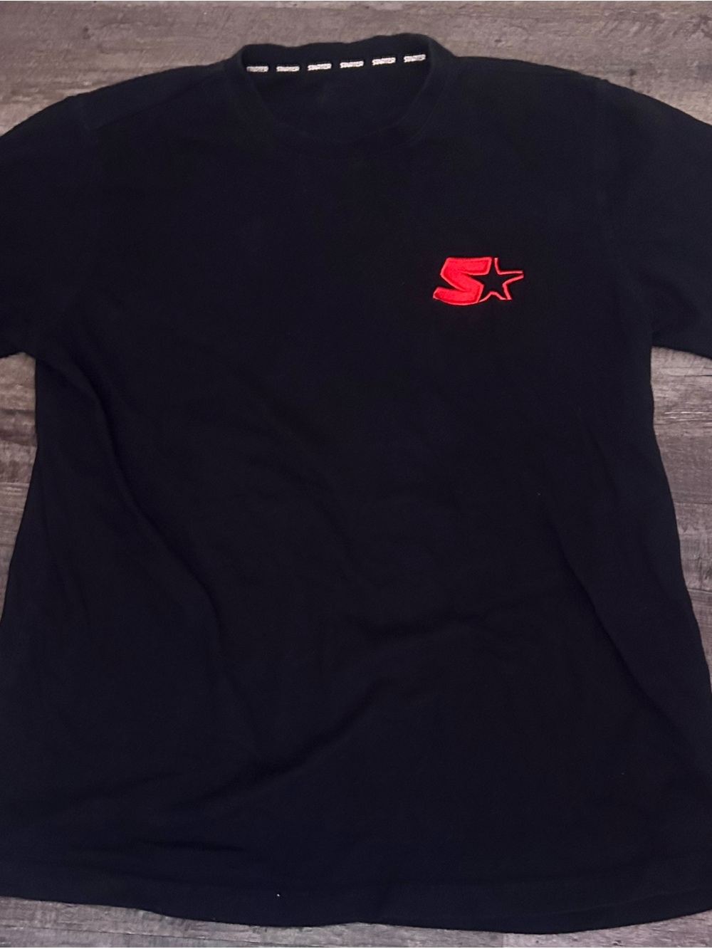STARTER Black Short Sleeve Tee with Red‎ Star Patch